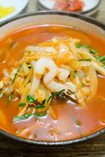 Coréen Piquant Crevettes Wok et Lentilles Vertes